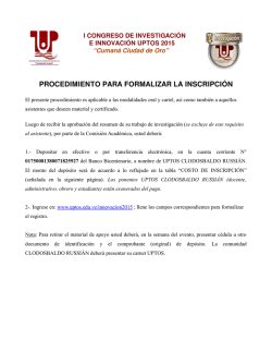 PROCEDIMIENTO PARA FORMALIZAR LA INSCRIPCI&Oacute;N