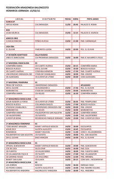 Horarios 15/02/15 - Federaci&oacute;n Aragonesa de Baloncesto