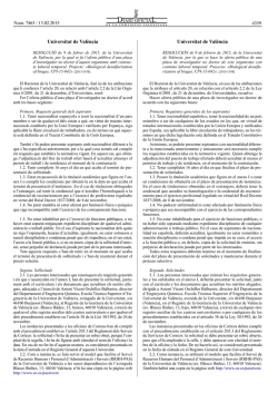 RESOLUCI&Oacute; de 9 de febrer de 2015, de la Universitat de Val&egrave;ncia