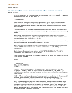 ABASTECIMIENTO Decreto 203/2015 Ley N&deg; 20.680