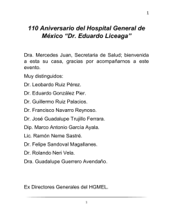 110 Aniversario del Hospital General de M&eacute;xico &ldquo;Dr. Eduardo