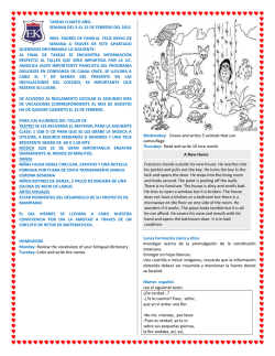 tareas cuarto a&ntilde;o. semana del 9 al 13 de febrero del 2015 sres
