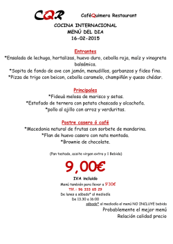 Men&uacute; diario - Cafequimera