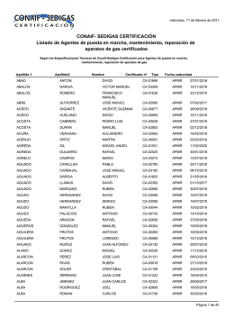 CONAIF- SEDIGAS CERTIFICACI&Oacute;N Listado de Agentes de puesta
