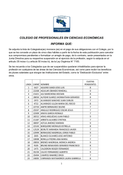 Publicaci&oacute;n Lista de Morosos - Colegio de Profesionales en