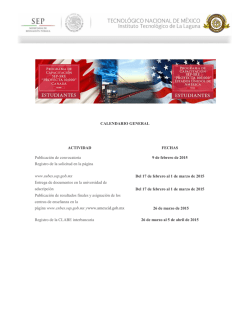 CALENDARIO GENERAL ACTIVIDAD FECHAS Publicaci&oacute;n de