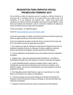 requisitos para servicio social promoci&oacute;n febrero 2015