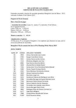 Ganadores Bungalow Marzo 2015