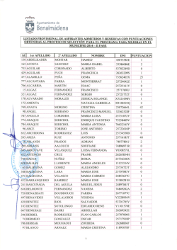 Listado provisional de aspirantes admitidos y reservas con puntuaci&oacute;n
