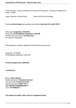 Recertificacion WFR-Ecomed / Bariloche Mayo 2015