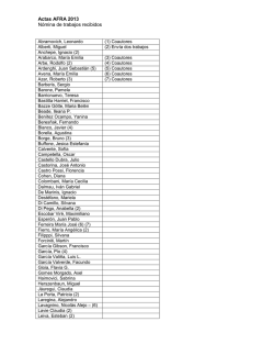 Actas AFRA 2013 N&oacute;mina de trabajos recibidos
