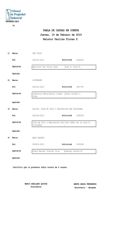 TABLA DE CAUSAS EN CUENTA Jueves, 19 de Febrero de 2015