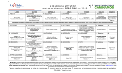Calendario del mes Matutina