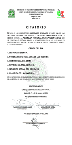 Citatorio a Asamblea Nacional de Representantes (14.marzo.2015)