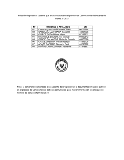 Relaci&oacute;n de personal Docente que alcanzo vacante en el proceso
