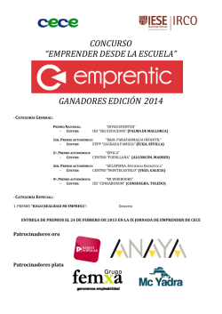 4&ordm; premio en la convocatoria del 2014