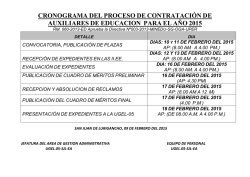 CRONOGRAMA DEL PROCESO DE CONTRATACI&Oacute;N DE