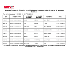 Rol de Entrevistas* - LUNES 16 DE FEBRERO