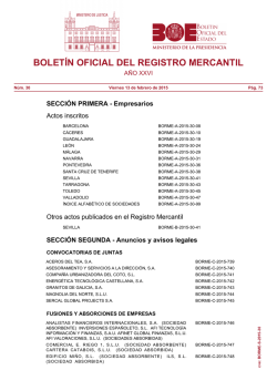 Sumario del BORME n&uacute;m 30 de Viernes 13 de febrero de