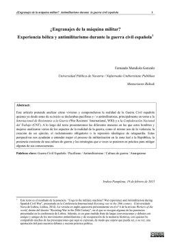 Experiencia b&eacute;lica y antimilitarismo durante la guerra civil espa&ntilde;ola