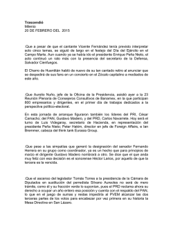 Trascendi&oacute; Milenio 20 DE FEBRERO DEL 2015