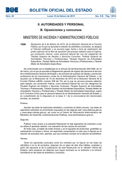 Resoluci&oacute;n. Aspirantes admitidos y excluidos, Tribunal Calificador