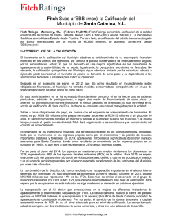 la Calificaci&oacute;n del Municipio de Santa Catarina, NL