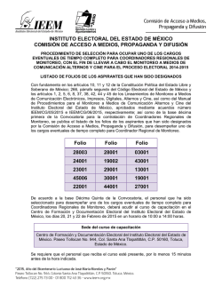 Folios del personal designado para ocupar las vacantes de