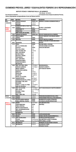 Exam&eacute;nes previos, libres y equivalentes: Febrero 2015