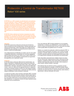 Protecci&oacute;n y Control de Transformador RET630 Relion&reg; 630