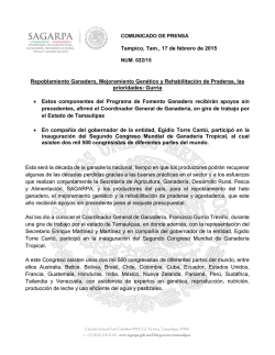 Tampico, Tam., 17 de febrero de 2015 Repoblamiento