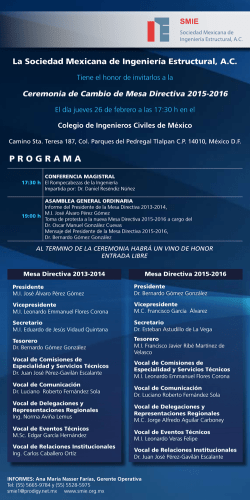 Cambio mesa directiva - Sociedad Mexicana de Ingenier&iacute;a