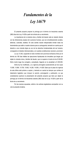 Fundamentos de la Ley 14679 - Honorable C&aacute;mara de diputados