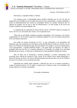 Circular relacionada con suspensi&oacute;n de clases 13/02/2015