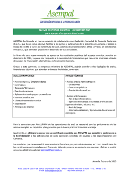 CIRCULAR - Convenio ASEMPAL AVALUNI&Oacute;N 2015