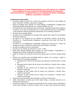 condiciones de la promocion recarga 2x1 este jueves 19 y