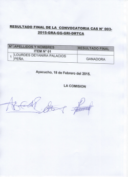 RESULTADO FINAL DE LA CONVOCATORIA CAS