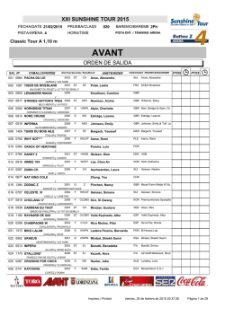 ORDEN DE SALIDA XXI SUNSHINE TOUR 2015