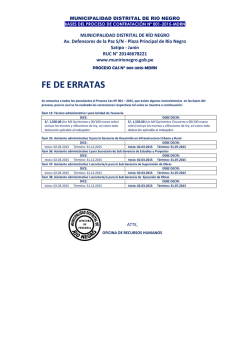 FE DE ERRATAS - Municipalidad Distrital de R&iacute;o Negro