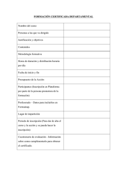 FORMACI&Oacute;N CERTIFICADA DEPARTAMENTAL Nombre del curso