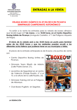 info ENTRADAS - Federaci&oacute;n de Boxeo de la Comunidad Valenciana
