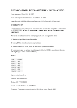 convocatoria ex&aacute;menes certificativos de chino hsk 2015