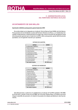 Aprobaci&oacute;n definitiva presupuesto general ejercicio 2015