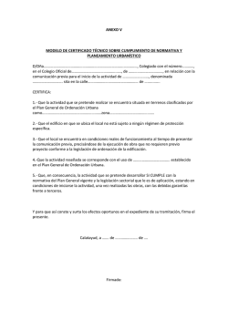 ANEXO V MODELO DE CERTIFICADO T&Eacute;CNICO SOBRE