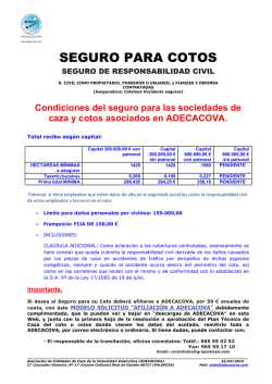 Condiciones del Seguro para Cotos Caza de Catalana