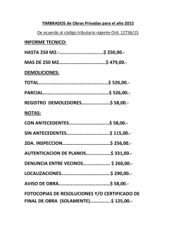 TIMBRADOS de Obras Privadas para el a&ntilde;o 2015
