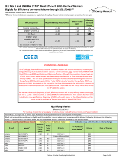 CEE Tier 3 and ENERGY STAR&reg; Most Efficient 2015 Clothes