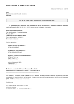 FABRICA NACIONAL DE ACUMULADORES ETNA S.A. Mi&eacute;rcoles