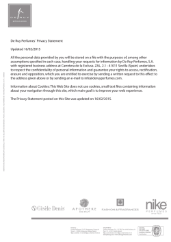 De Ruy Perfumes&acute; Privacy Statement