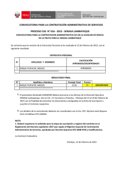 Resultados Finales Proceso CAS N&deg; 0016